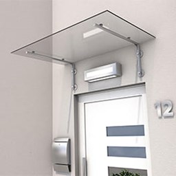 Prikaži detalje za Nadstrešnica za vrata Gutta HD-L - staklena s inox nosačima Slika Nadstrešnica za vrata Gutta HD-L - staklena s inox nosačima