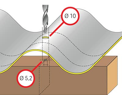 Primjer bušenja rupe za vijak promjera 5,2 mm