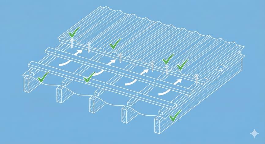 Pričvršćivanje i ventilacija za limeni pokrov